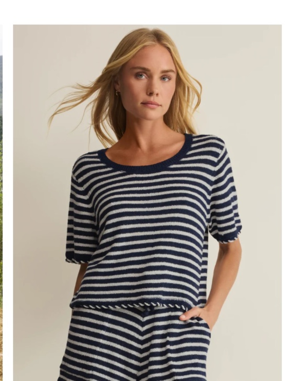 Z supply Navy and White Striped Knit Top
